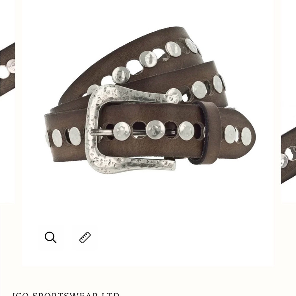 NWT Studded B Belt Ravena leather belt (Size 85 Small) brown silver - Picture 3 of 6